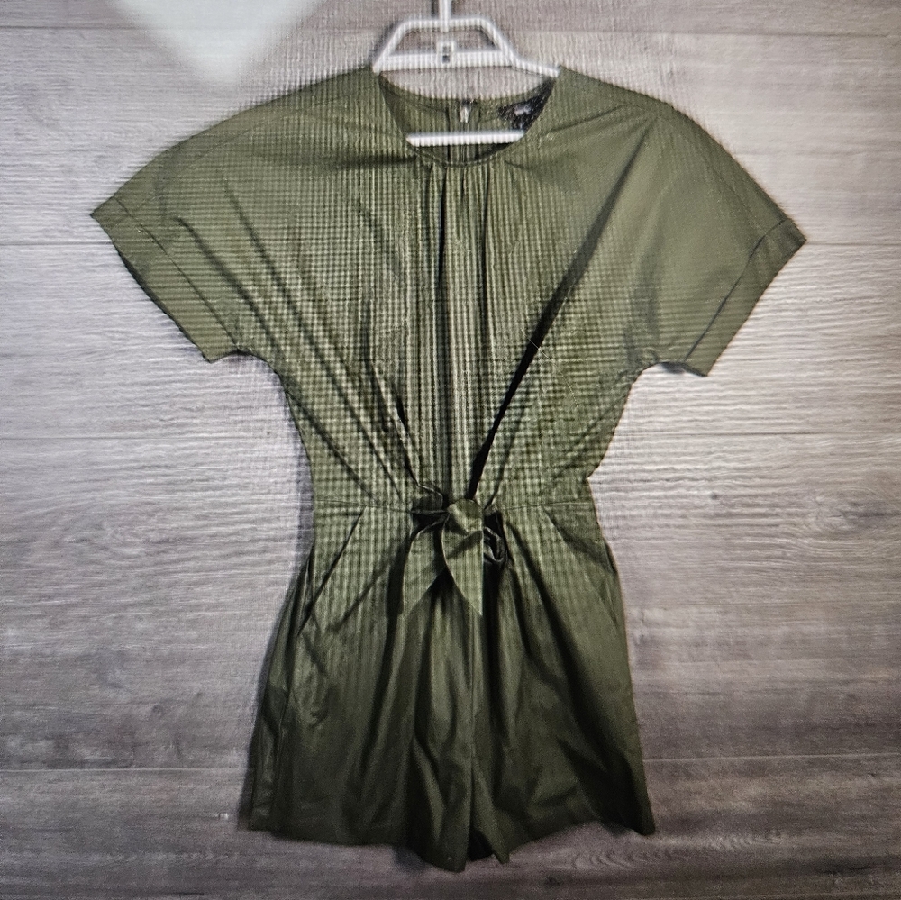 Olive Green Short Sleeve Romper Tie Front Size XS By Mossimo